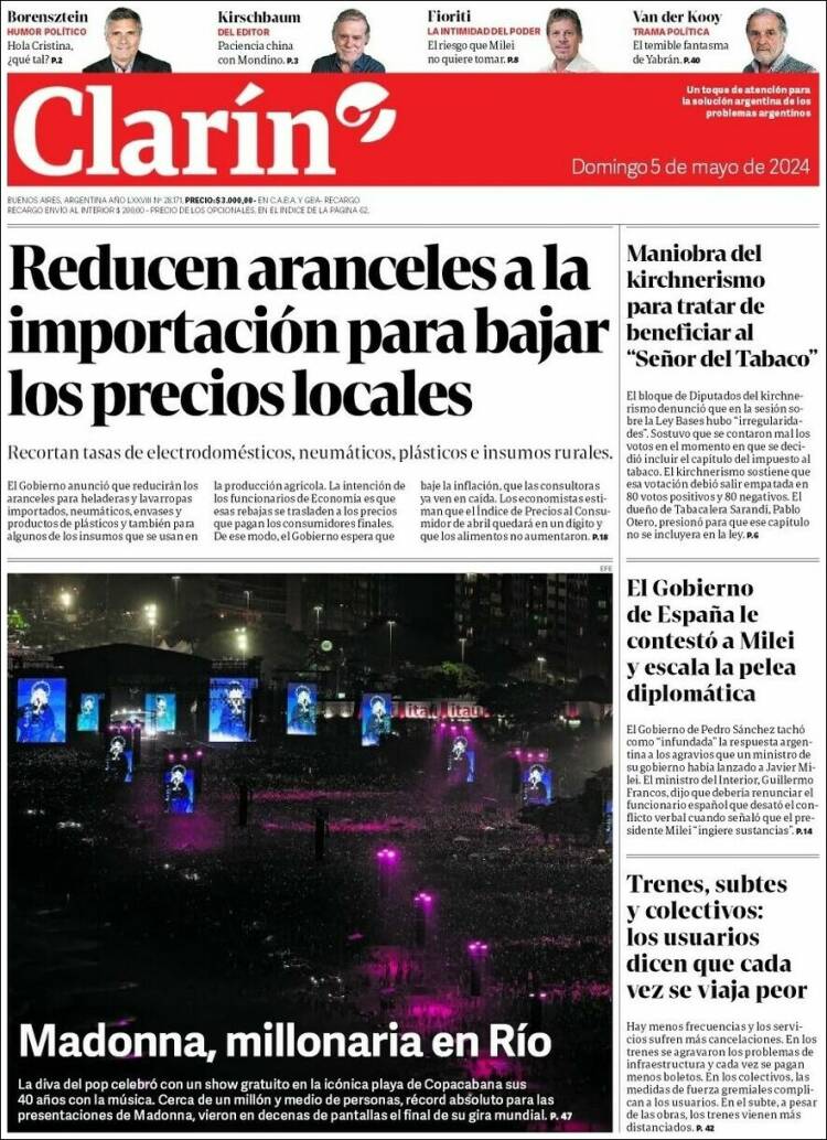 Estudios Max - Sericios Informáticos | BUENOS DÍAS SANTIAGO - Tapa del diario Clarín 