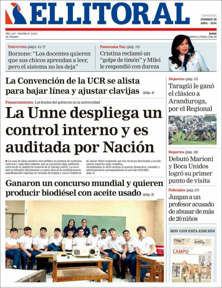 Estudios Max - Sericios Informáticos | BUENOS DÍAS SANTIAGO - Tapa del diario El Litoral