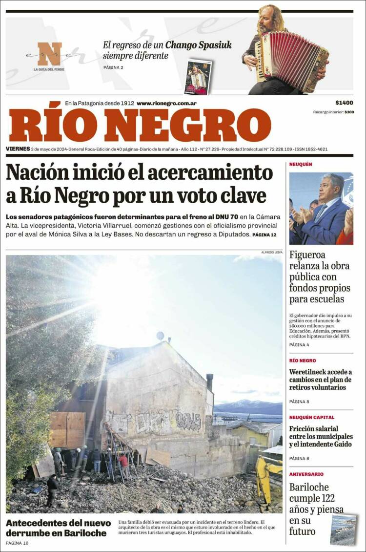 Evolucion Streaming - Sericios Informáticos | Diario Digital Andresito - Tapa del diario Río Negro