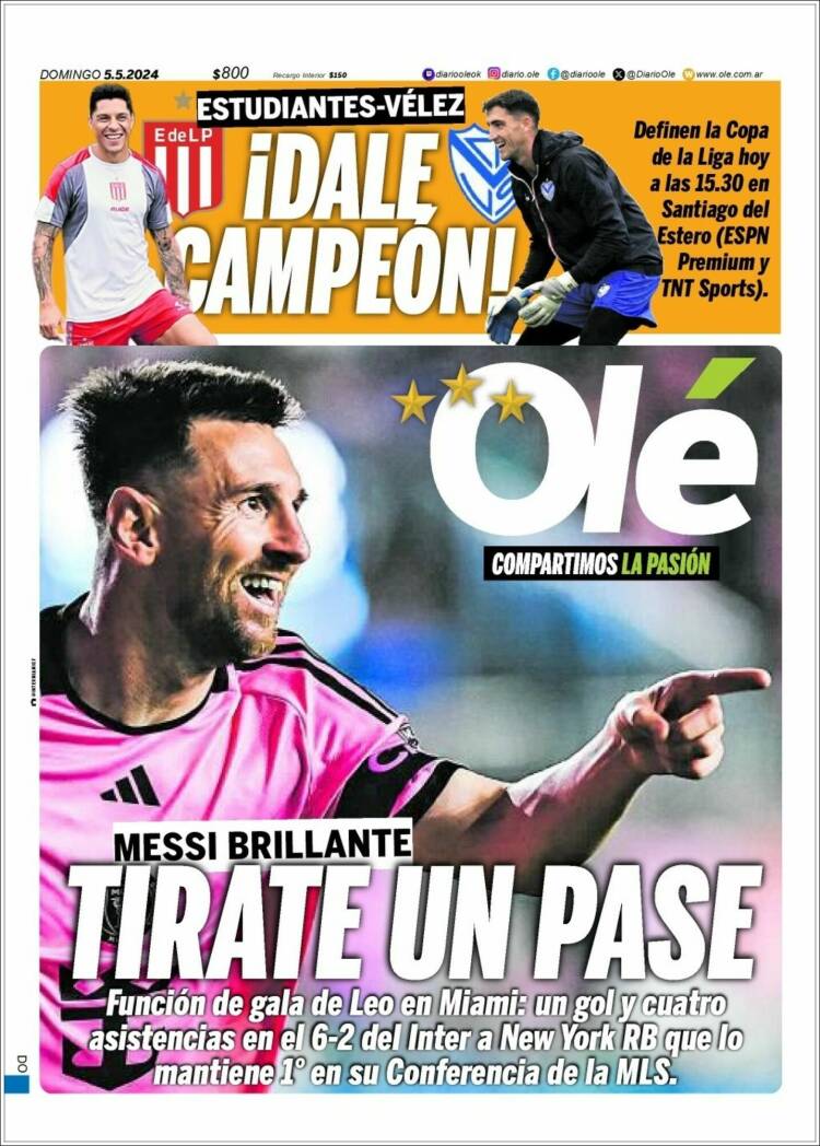 Tapa del diario Olé